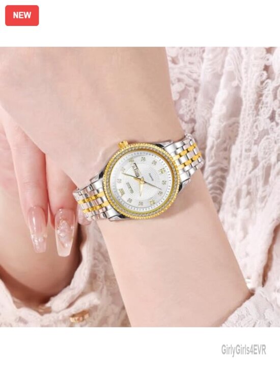 Silver Stainless Steel Women\'s Analog Quartz Wrist Watch with Date and Diamonds main image 6